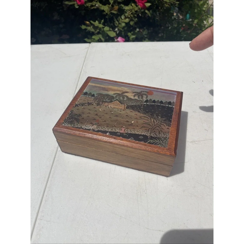 Vintage Annabella Box by Eve Foster Jamaica Folk Art Wood Trinket Box Excellent